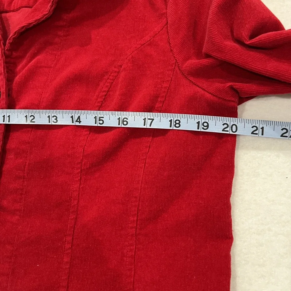 Corduroy Jacket Womens Large Red  Tomato Girl Fall Blazer Office Western Snap